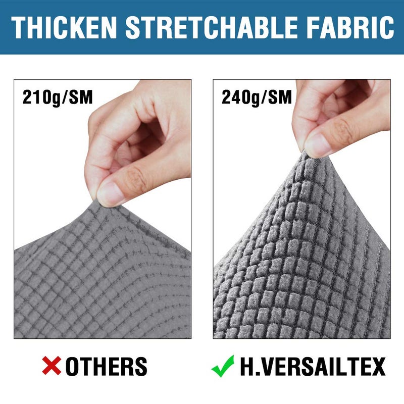 H.VERSAILTEX 4 Piece Stretch Sofa Covers for 3 Cushion Couch Covers for Living Room Furniture Slipcovers (Base Cover Plus 3 Seat Cushion Covers) Upgraded Thicker Jacquard Fabric (Sofa, Grey) - Image 3